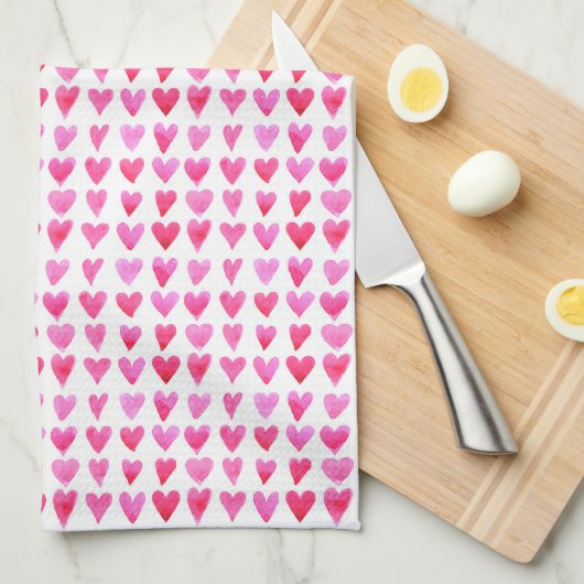 Tea Towel - Roze liefdesharten Theedoek (Quarter Fold)