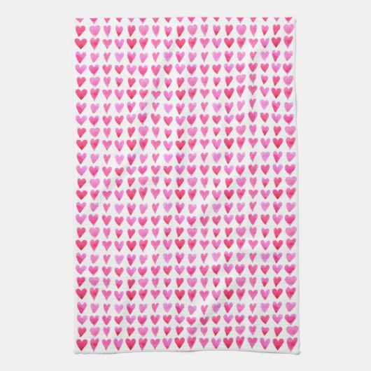 Tea Towel - Roze liefdesharten Theedoek (Verticaal)