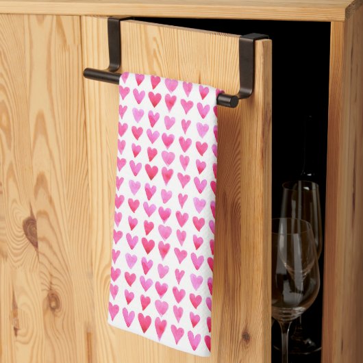 Tea Towel - Roze liefdesharten Theedoek (Derde Gevouwen)