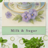 Tea Towel | Vintage Teacup & Pansies Kitchen Decor Theedoek (Gevouwen)