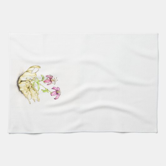 Tea towel, watercolor wildflower geranium theedoek (Horizontaal)