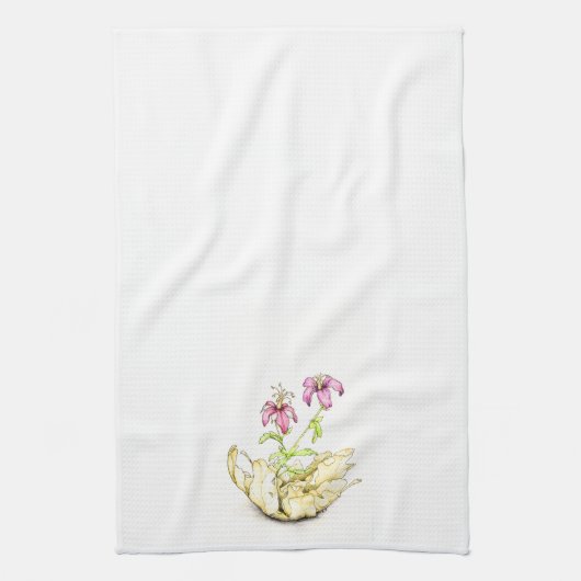 Tea towel, watercolor wildflower geranium theedoek (Verticaal)