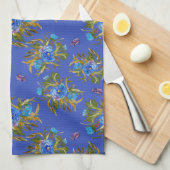 Tea Towel With Hand-Painted ink Florals Theedoek (Quarter Fold)