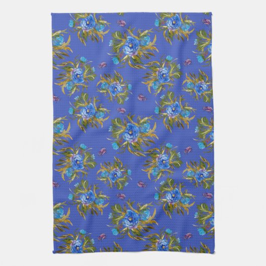 Tea Towel With Hand-Painted ink Florals Theedoek (Verticaal)
