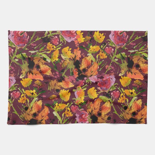 Tea Towel With Hand-Painted ink Florals Theedoek (Horizontaal)