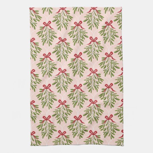Tea towel with mistletoe design theedoek (Verticaal)