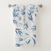 Tea Tree laat Blauwgroen blauw en grijze handdoeks Bad Handdoek (Insitu)