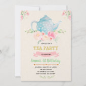 Tea verjaardag thema uitnodiging (Voorkant)