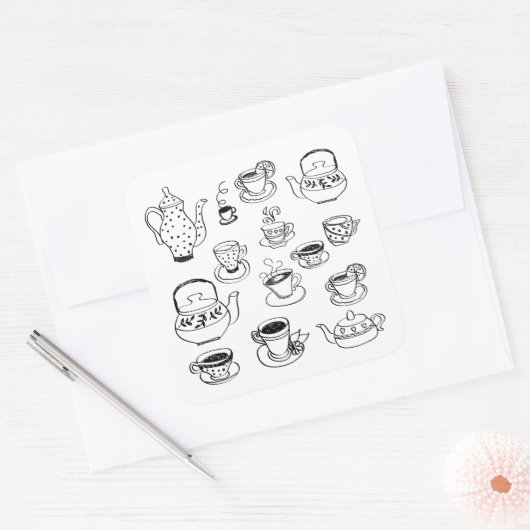 Tea Vierkante Sticker (Envelop)