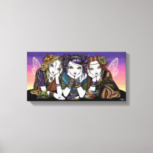Tea voor drie stedelijke KiKi Party feiries Canvs  Canvas Afdruk