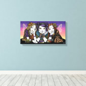 Tea voor drie stedelijke KiKi Party feiries Canvs  Canvas Afdruk (Insitu (Houten vloer))