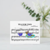 Tea voor twee theekopjes ~ vel Music Background Briefkaart (Staand voorkant)