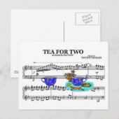 Tea voor twee theekopjes ~ vel Music Background Briefkaart (Voorkant / Achterkant)