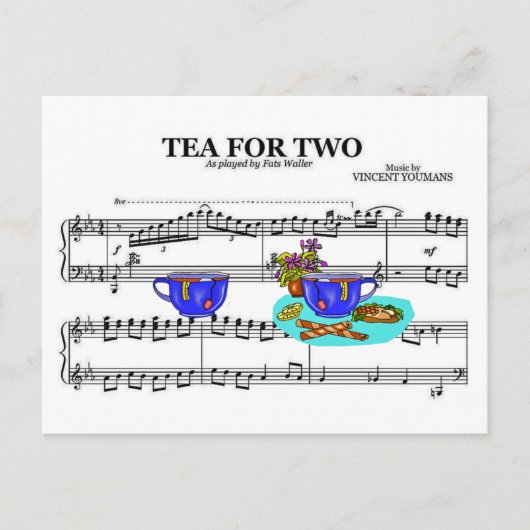 Tea voor twee theekopjes ~ vel Music Background Briefkaart (Voorkant)