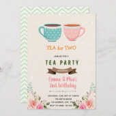 Tea voor twee verjaardagsuitnodigingen kaart (Voorkant / Achterkant)