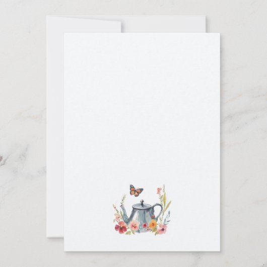 Tea Vrijgezellenfeest Bloementuin Uitnodiging (Achterkant)