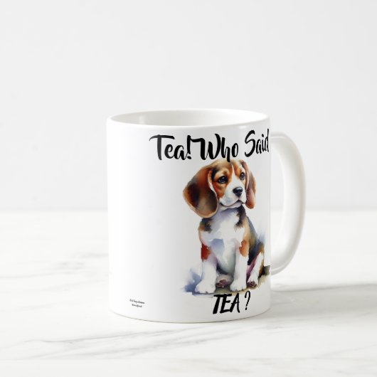 Tea! Wie zei thee? Schattigee Beagle Koffiemok (Voorkant rechts)