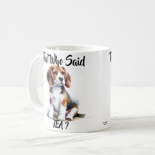 Tea! Wie zei thee? Schattigee Beagle Koffiemok (Voorkant links)