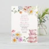 Tea Wildflower Roze Vrijgezellenfeest Kaart (Staand voorkant)