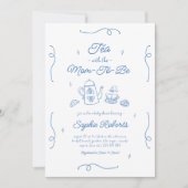 Tea with the Mom to be Hand Drawn Baby Shower Kaart (Voorkant)