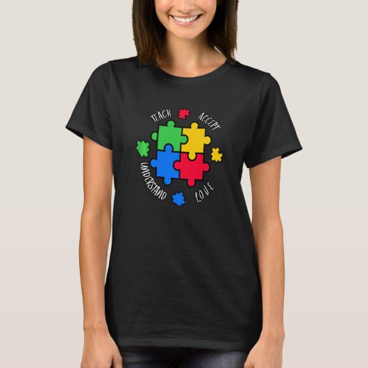Teach Accept Love Begrip April Autism Awarenes T-shirt (Voorkant)