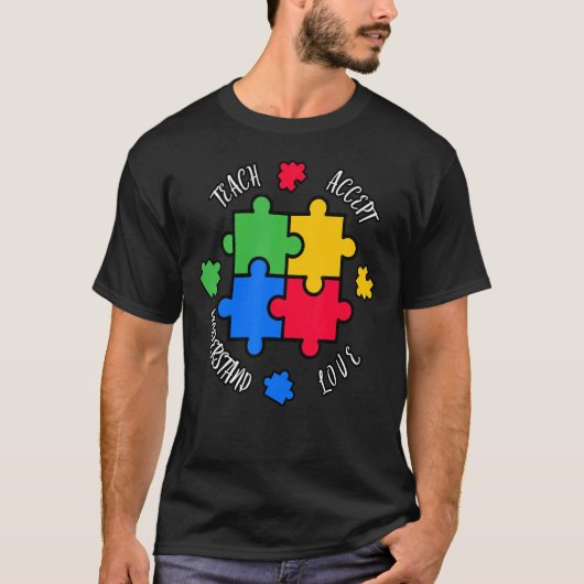 Teach Accept Love Begrip April Autism Awarenes T-shirt (Voorkant)