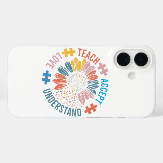 "Teach Accept Love Understand" Puzzle Piece Flower Case-Mate iPhone Case (Achterkant (horizontaal))