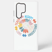 "Teach Accept Love Understand" Puzzle Piece Flower Samsung Galaxy Hoesje (Achterkant)