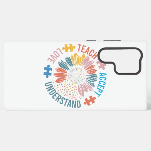 "Teach Accept Love Understand" Puzzle Piece Flower Samsung Galaxy Hoesje (Achterkant horizontaal)