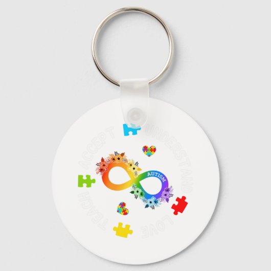 Teach Accept Understand Love Autism Infi Sleutelhanger (Voorkant)