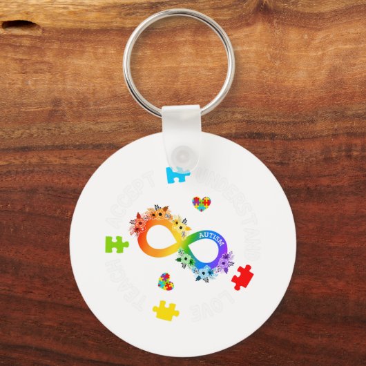 Teach Accept Understand Love Autism Infi Sleutelhanger (Voorkant)