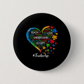 Teach Accepteren Begrijpen Liefde leraar hartautis Ronde Button 5,7 Cm