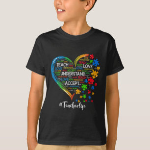 Teach Accepteren Begrijpen Liefde leraar hartautis T-shirt