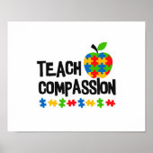 Teach compassion Autism Awareness Puzzle Apple Poster (Voorkant)