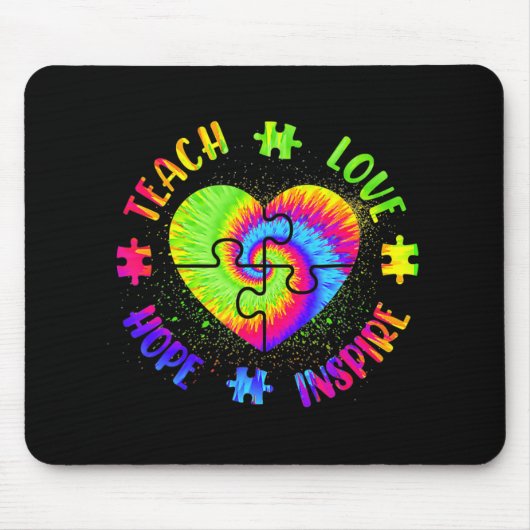 Teach Hope Love Inspire Autism Awareness Teacher T Muismat (Voorkant)