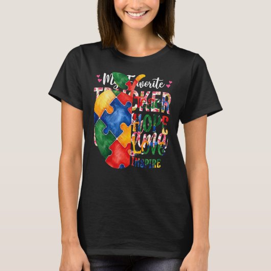 Teach Hope Love Inspire Autisme Awareness Support T-shirt (Voorkant)