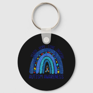Teach Hope Love Inspire Teacher We Draag Blue Auti Sleutelhanger