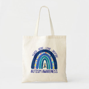 Teach Hope Love Inspire Teacher We Draag Blue Auti Tote Bag