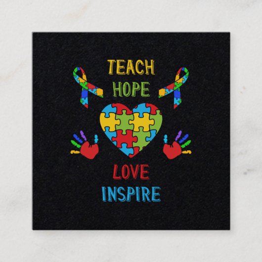 Teach Hope Love Inspire Vierkante Visitekaartje (Voorkant)