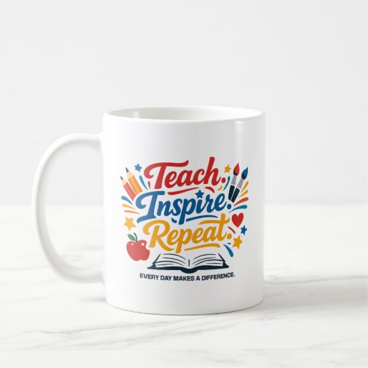 Teach - Inspire - Repeat  Koffiemok (Links)