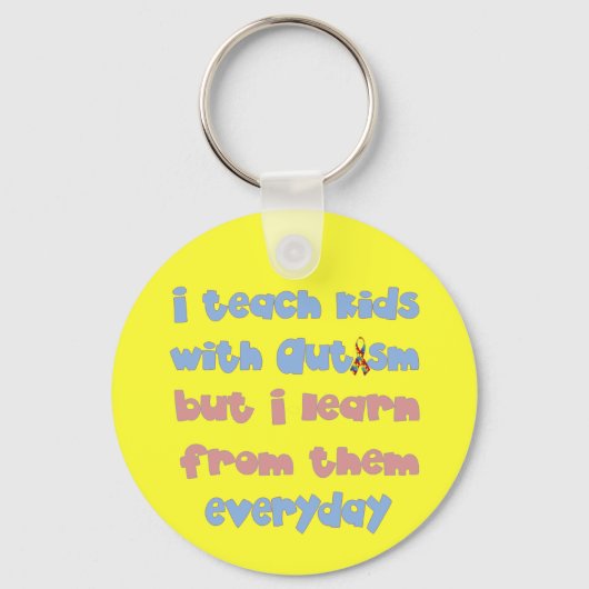 Teach Kinderen met autisme - Awareness Ribbon Sleutelhanger (Voorkant)