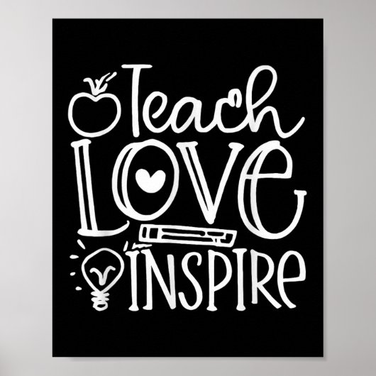Teach Love Inse Retro Teacher Kids Back To School  Poster (Voorkant)