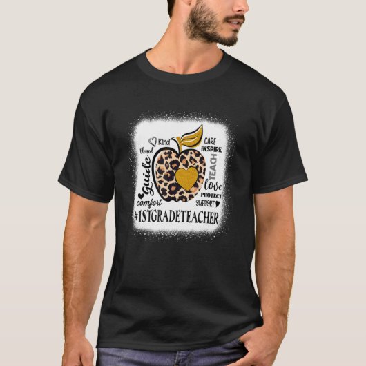 Teach Love Inspire 1st Grade Teacher Leopard Back  T-shirt (Voorkant)