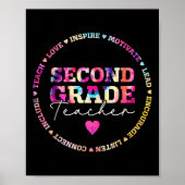 Teach Love Inspire 2nd Grade Teacher Tie Dye Back  Poster (Voorkant)