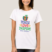 Teach Love Inspire | Autisme leraar Apple T-shirt (Voorkant)