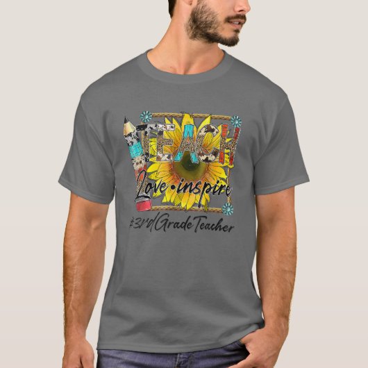 Teach Love Inspire Back to School 3e Grade Teache T-shirt (Voorkant)