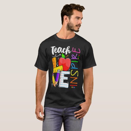 Teach Love Inspire Back to School Prek Kinder Tea T-shirt (Voorkant volledig)