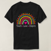 Teach Love Inspire Boho Leopard Rainbow Teacher Li T-shirt (Design voorkant)