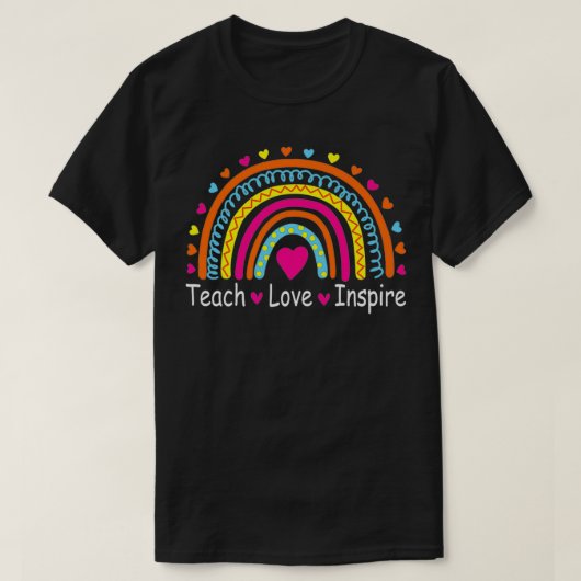 Teach Love Inspire Boho Leopard Rainbow Teacher Li T-shirt (Design voorkant)