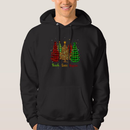 Teach Love Inspire Christmas tree with red plaid l Hoodie (Voorkant)